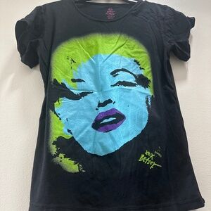 Y2K Betsey Johnson Vintage glitter  Marilyn Monroe / Andy Warhol tshirt M/L